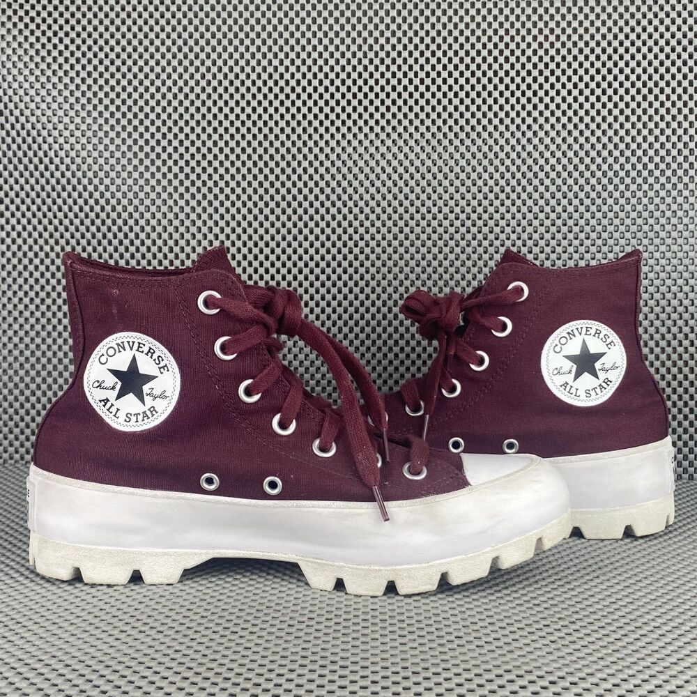 Converse Chuck Taylor All Star Sneakers Womens 6.5 Red Lugged Hi Top Lace Up - Picture 3 of 11